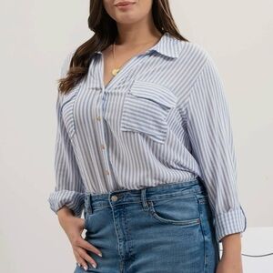 Striped Blue and White Women's Top